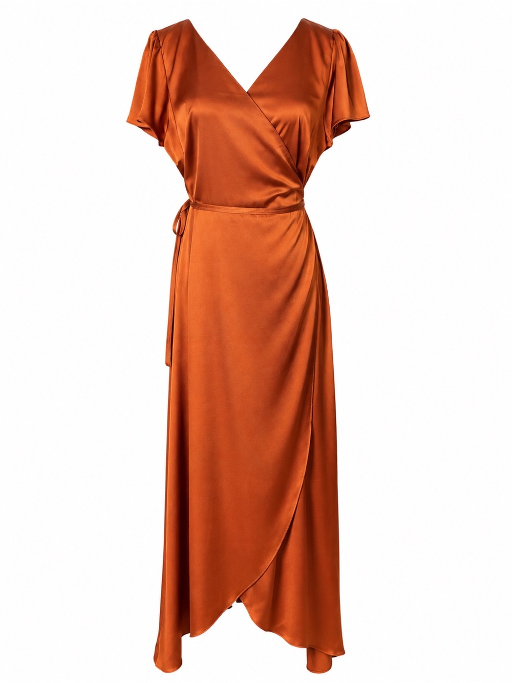 Baltic Born Rust Copper Satin Wrap Maxi Dress Wedding Guest Size XL